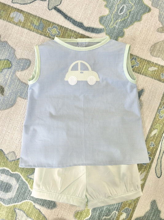 Car Applique Wide Banded Shortie Set - Ready to Ship