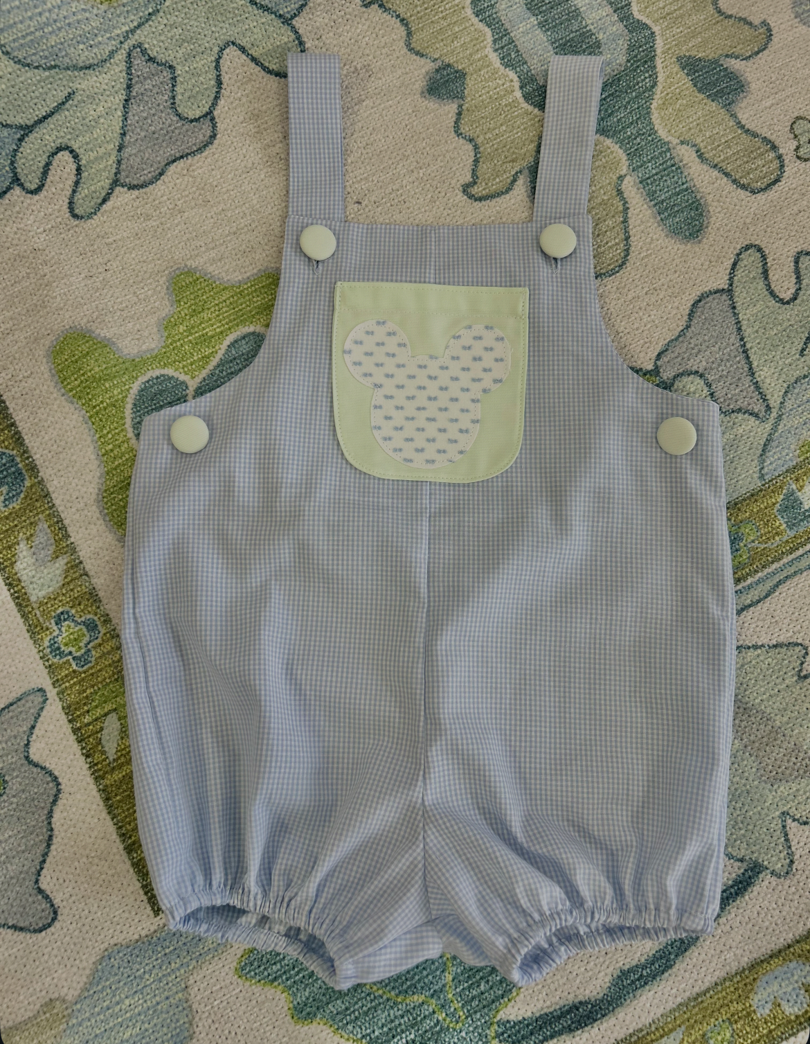 Hudson Romper Blue Swiss Dot Mickey - January Completion