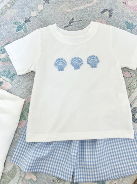 Sterling Shell Embroidered Short Set