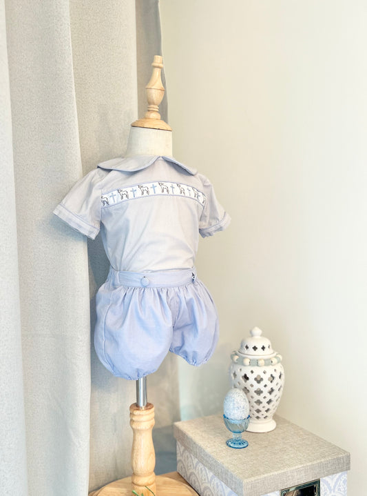 Lamb & Cross Ribbon Boys Button-On Bubble (Fits TTS)