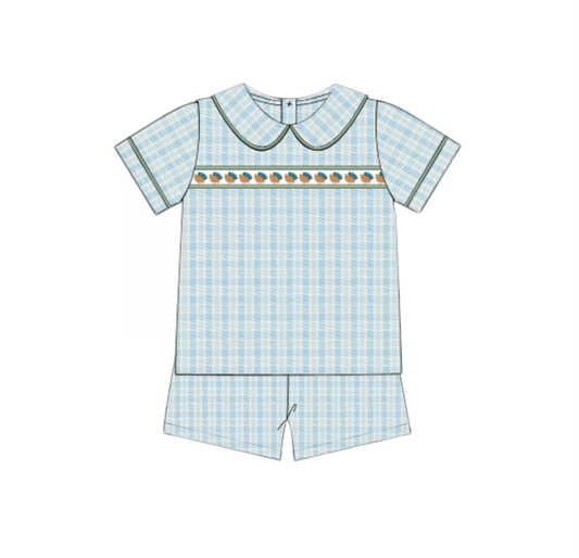 October Presale Boys Turkey Ribbon Front Top & Shortie Set