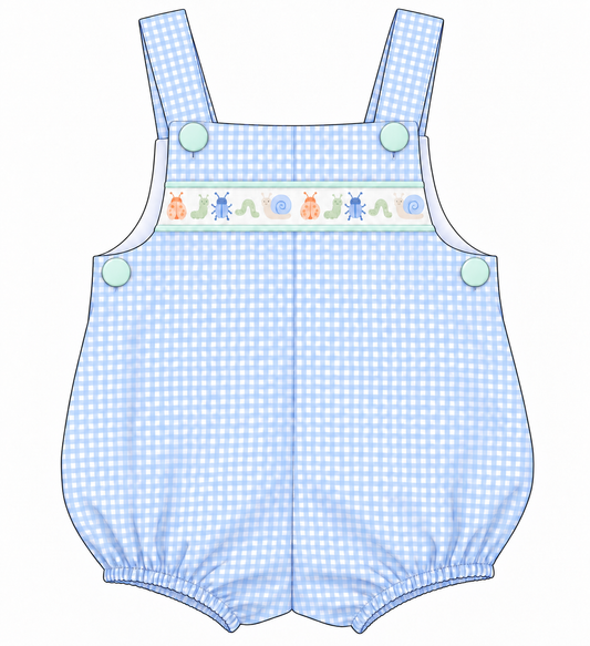 Hudson Romper Boys Garden Critter Ribbon - February Completion