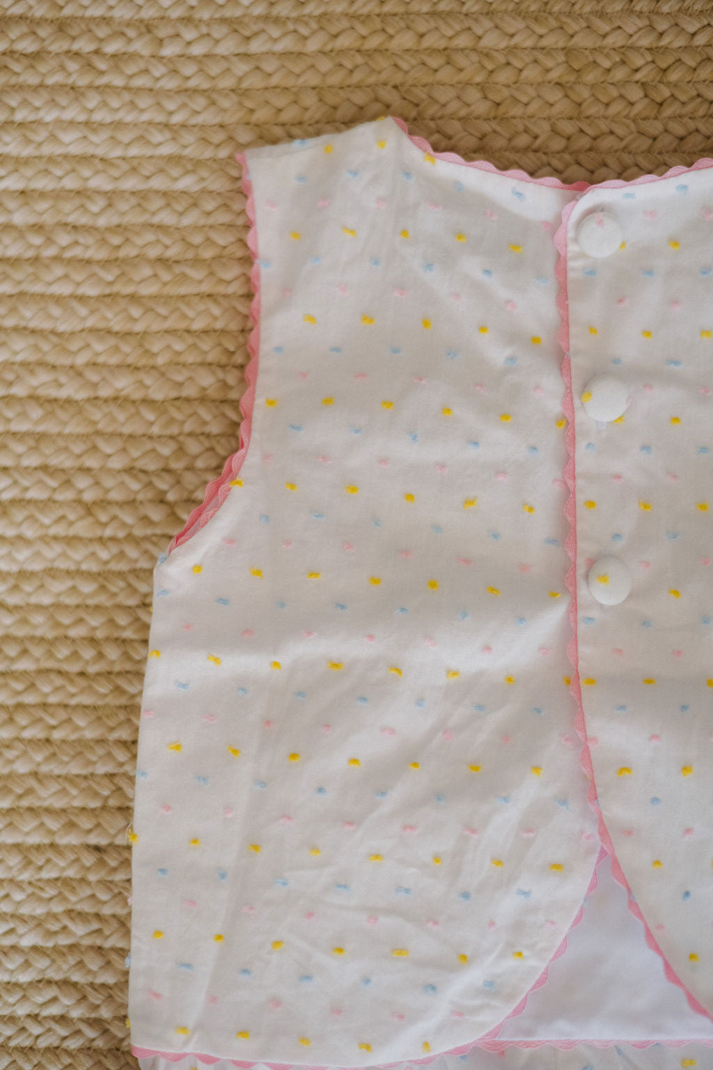 Confetti Swiss Dot Swing Back (A line Top & Bloomers 12m-3t, Straight Cut Top & Shortie shorts 4t-7y)