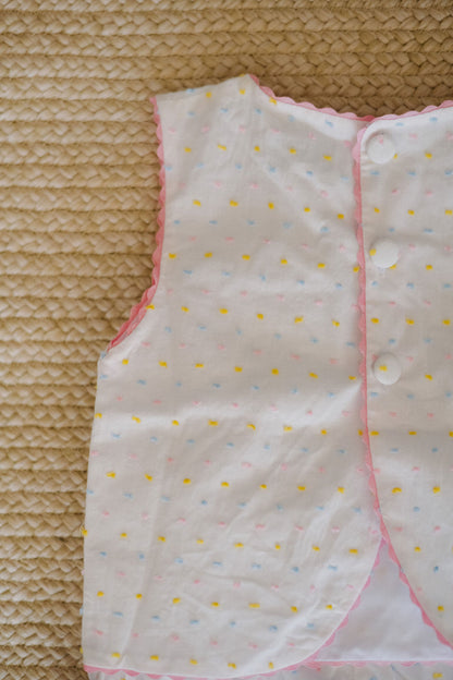 Confetti Swiss Dot Swing Back (A line Top & Bloomers 12m-3t, Straight Cut Top & Shortie shorts 4t-7y)
