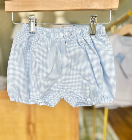 Baby Blue Gingham Boys Bubble Shorties