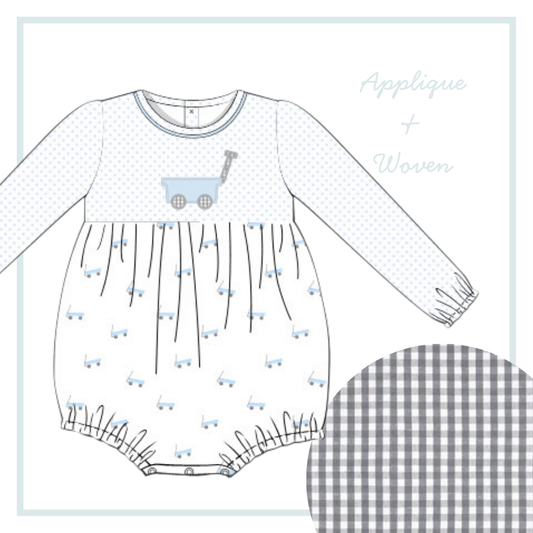 December Arrival Wagon Applique Bubble