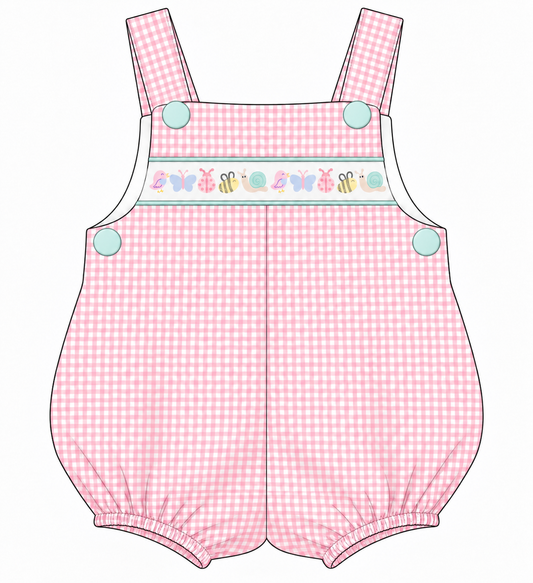 Hudson Romper Girls Garden Critter Ribbon - February Completion