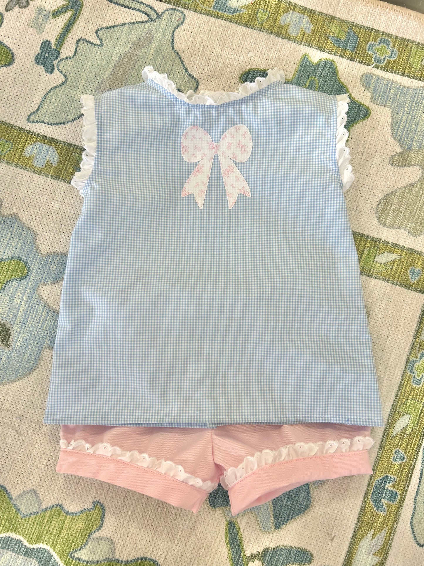 Bow Appliqué Lace Shortie Set - Ready to Ship