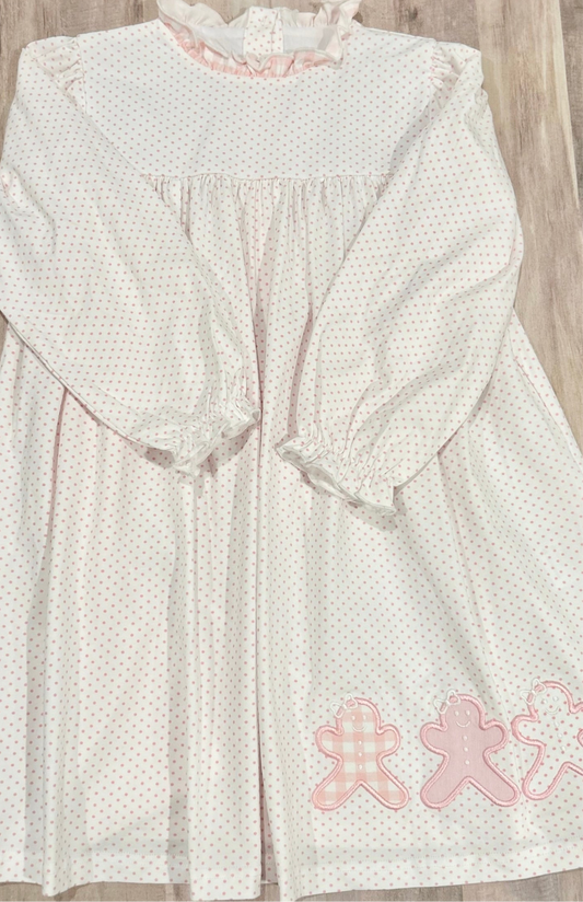 November Arrival Pink Gingerbread Applique Pima Dress