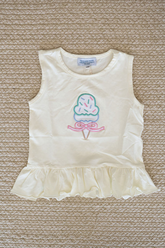 Girls Ice cream Applique Knit Top