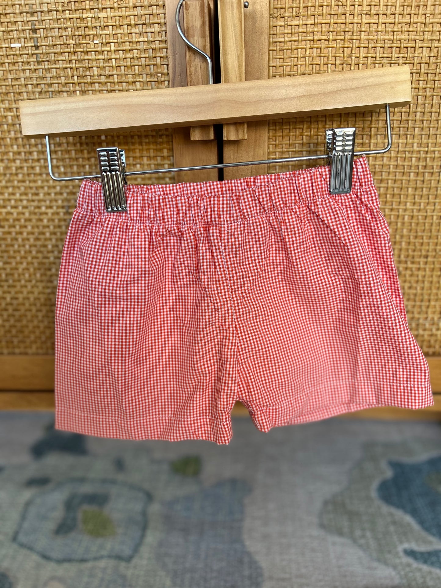 Orange Gingham Straight Shorties (Tractor Match)
