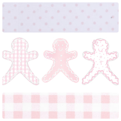 Pink Gingerbread Applique Knit Diaper Set