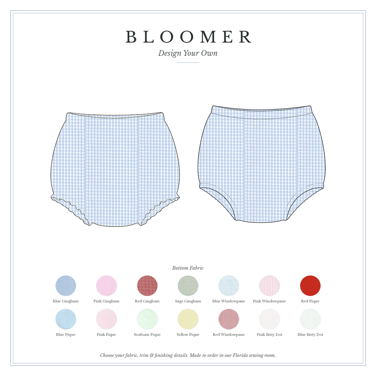 Bloomer — design your own, sketch with fabric choices