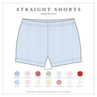 Straight Shorts — design your own, sketch with fabric choices