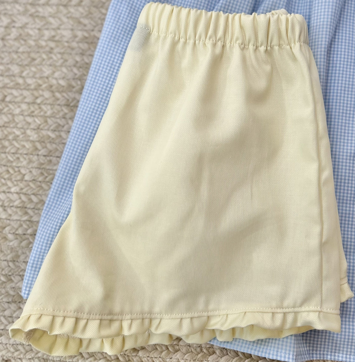 Yellow pique Ruffle Edge shorts