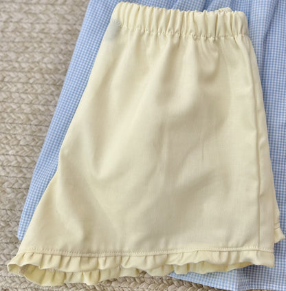 Yellow pique Ruffle Edge shorts